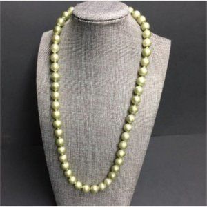 VTG Pop Bead Necklace Metallic Pearl Light Green Adjustable Retro